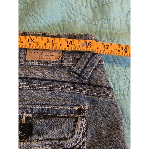 YASO Juniors Size 11/12. Blue Embellished Pockets Stretch Capri‎ Jeans - Picture 6 of 9
